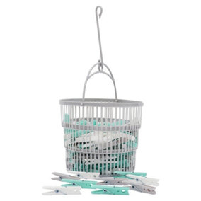JVL Collapsible Plastic Peg Basket Collapsible with 150 Strong Hold Pegs