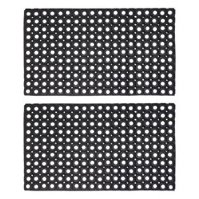 JVL Contract Rondo Rubber Ring Scraper Doormat, 50x10cm, Pack of 2