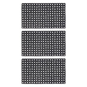 JVL Contract Rondo Rubber Ring Scraper Doormat, 50x10cm, Pack of 3