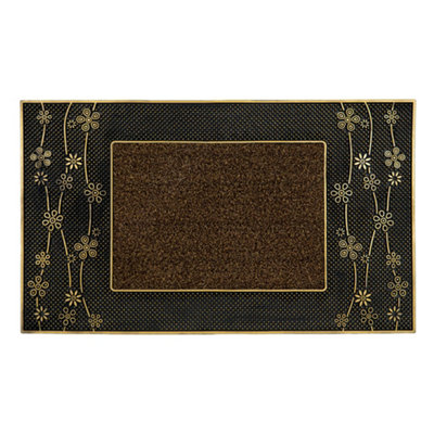 JVL Daisy PVC Pin Scraper Doormat, 45x75cm, Gold