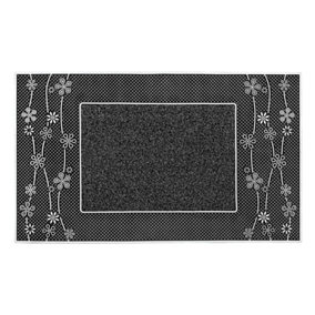 JVL Daisy PVC Pin Scraper Doormat, 45x75cm, Silver