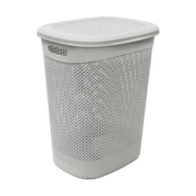 JVL Droplette Design Plastic Laundry Basket, Grey