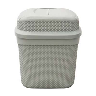 JVL Droplette Design Plastic Lidded Bin, Grey