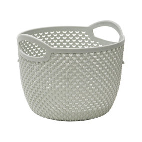 JVL Droplette Design Plastic Round Storage Basket,  Grey