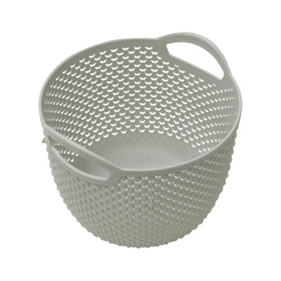 JVL Droplette Design Plastic Round Storage Basket,  Grey