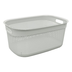 JVL Droplette Design Plastic Storage Basket, 33L, Grey
