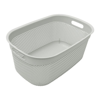 JVL Droplette Design Plastic Storage Basket, 33L, Grey