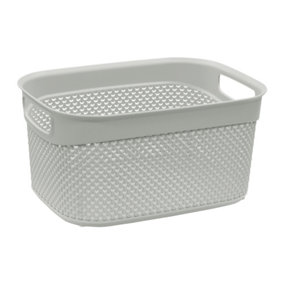 JVL Droplette Plastic Storage Basket, Ice Grey