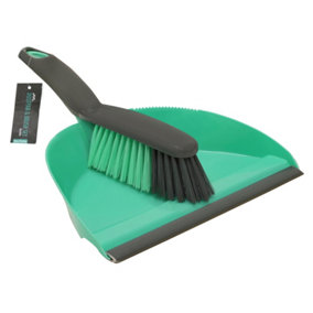 JVL Dustpan and Bristle Brush Set, Turquoise/Grey