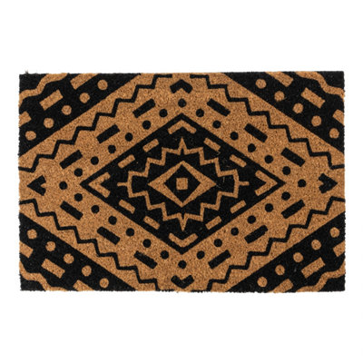 JVL Eco-Friendly Latex Backed Coir Entrance Doormat, 40x60cm - Aztec