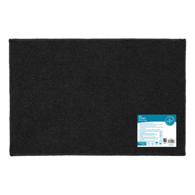 JVL Eden Machine Washable Latex Backed Doormat, 40x60cm, Black