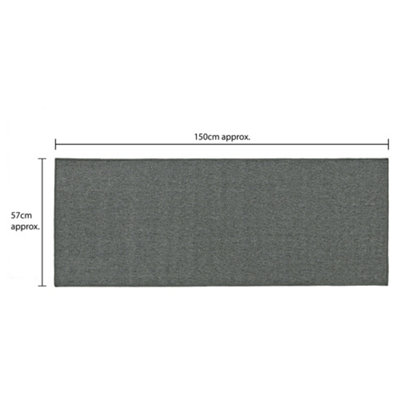 JVL Eden Machine Washable Latex Backed Runner Doormat, 57x150cm, Grey