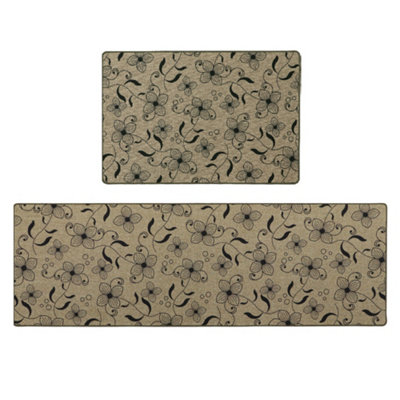 JVL Elegance Machine Washable Doormat and Runner, Flowers