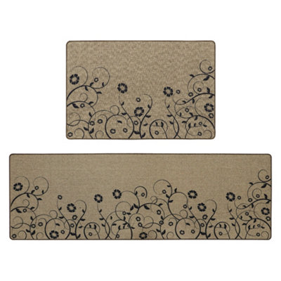 JVL Elegance Machine Washable Doormat and Runner, Trailing Flower