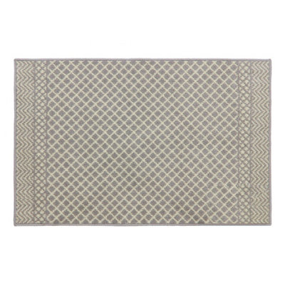 JVL Everley Machine Washable Latex Backed Runner Doormat, 80x120cm, Grey