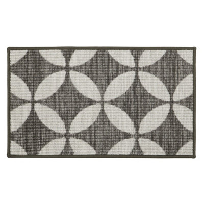 JVL Fiora Machine Washable Door Mat, 44 x 75 cm, Pewter