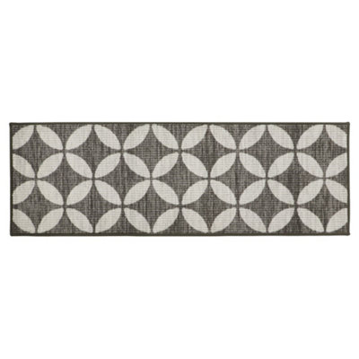 JVL Fiora Machine Washable Runner Mat, 50 x 150 cm, Pewter