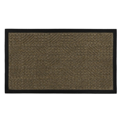 JVL Firth Tile Rubber Backed Door Mat, 40x70cm, Brown