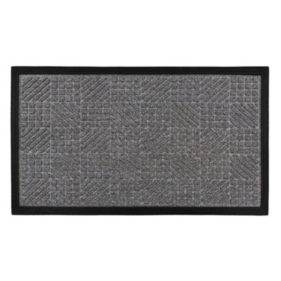 JVL Firth Tile Rubber Backed Door Mat, 40x70cm, Grey