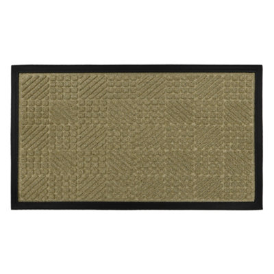 JVL Firth Tile Rubber Door Mat, 40x70cm, Beige