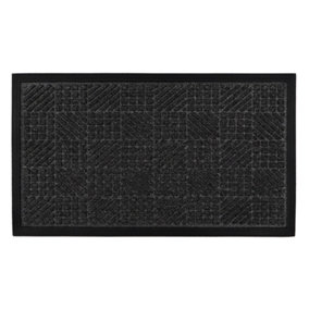 JVL Firth Tile Rubber Door Mat, 40x70cm, Charcoal
