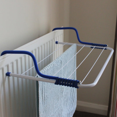 JVL Folding Clothes Radiator Drying Airer, Plastic/Metal, White