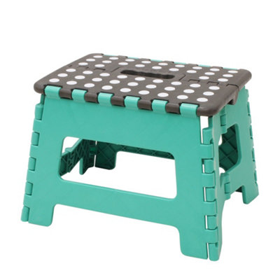 JVL Folding Step Stool, Turquoise, Large and Small