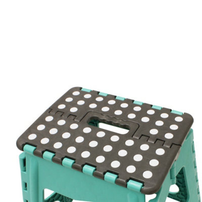 JVL Folding Step Stool, Turquoise, Large and Small