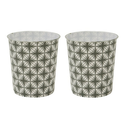 JVL Geometric Grey Waste Paper Bins, 27x25cm, Set of 2