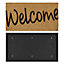 JVL Granite Rubber Tray Base Coir Doormat 40x70cm Welcome