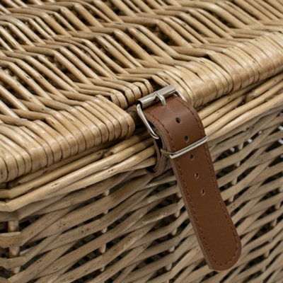 Storage | JVL Handmade Buff Wicker Hampers With Faux Leather Straps