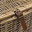 JVL Handmade Buff Wicker Hampers with Faux Leather Straps, Set of 2