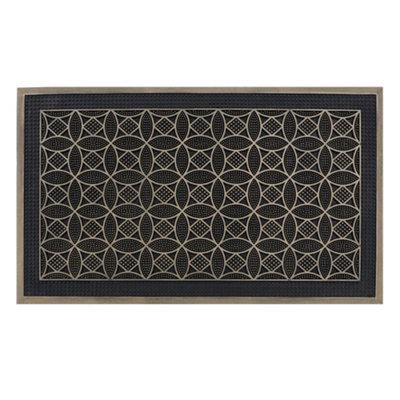 JVL Havana Rubber Pin Doormat, 45x75cm, Circles