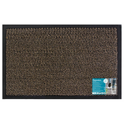 JVL Heavy Duty Commodore Backed Barrier Door Floor Mat, 40x60cm, Brown