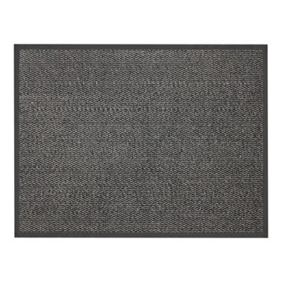 JVL Heavy Duty Commodore Barrier Door Mat, 60x80cm, Grey/Black