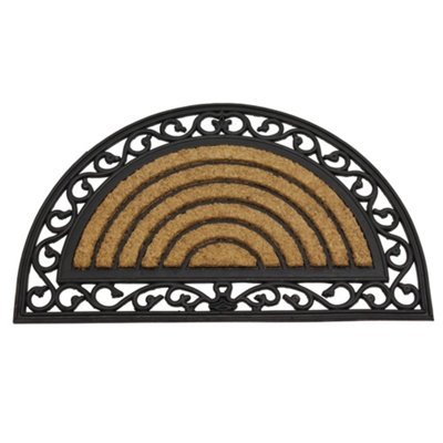 JVL Karina Half Moon Rubber TuffScrape Coir Doormat 45x75cm