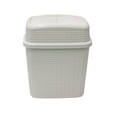 JVL Knit Design Loop Plastic Push Top Bin, Ivory