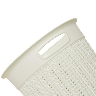 JVL Knit Design Loop Plastic Round Bin, Ivory