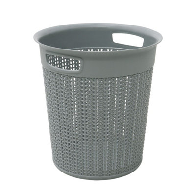 JVL Knit Design Loop Plastic Round Bin, One Size, Grey