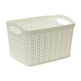JVL Knit Design Loop Plastic Set of 3 Storage Box,  Ivory