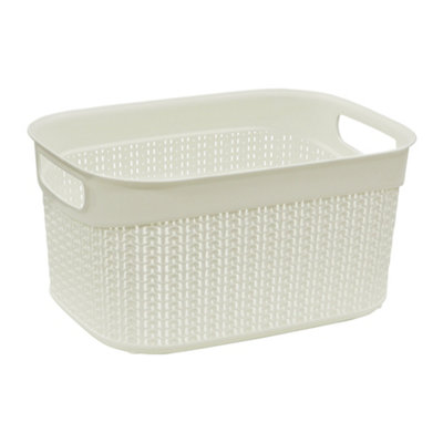JVL Knit Design Loop, Plastic Storage Basket, Ivory