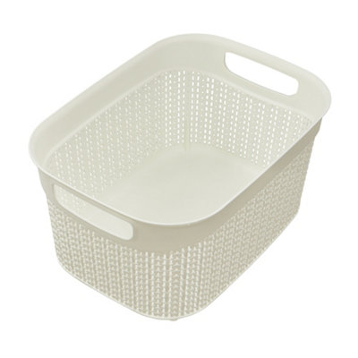 JVL Knit Design Loop, Plastic Storage Basket, Ivory