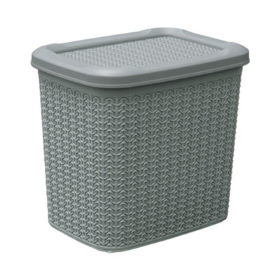 JVL Knit Design Loop Plastic Storage Box, 10L, Grey