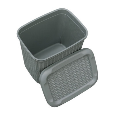 JVL Knit Design Loop Plastic Storage Box, 10L, Grey