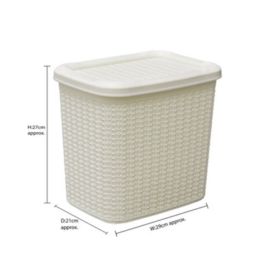 JVL Knit Design Loop Plastic Storage Box,  Ivory