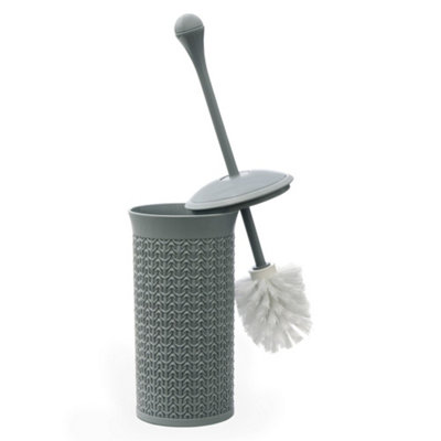 JVL Knit Loop Plastic Toilet Brush and Holder, One Size, Grey