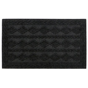 JVL Knit Rubber Backed Indoor Doormat, 45x75cm, Charcoal