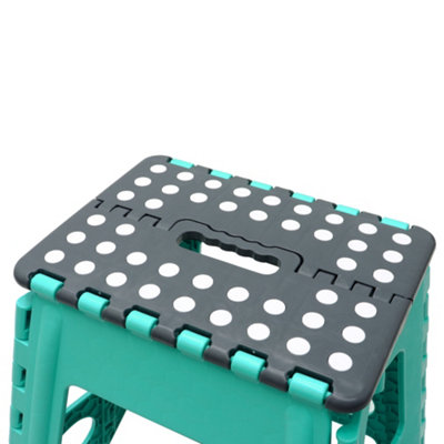 JVL LARGE FOLDING STEP STOOL, TURQUOISE/GREY