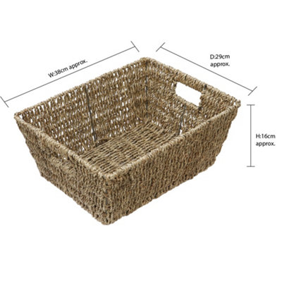 JVL Large Hand Woven Seagrass Rectangular Storage Basket, 14L Capacity ...