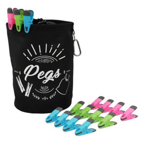JVL Large Peg Bag with 120 Prism Soft Touch Clip Pegs